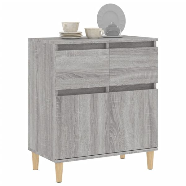 vidaXL Sideboard Grey Sonoma Engineered wood, Solid eucalyptus wood Medium