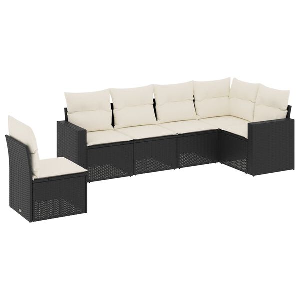 vidaXL Garden Sofa Set Black Sofa with Cream White Cushions