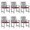 vidaXL Patio Chair Set of 6 Grey