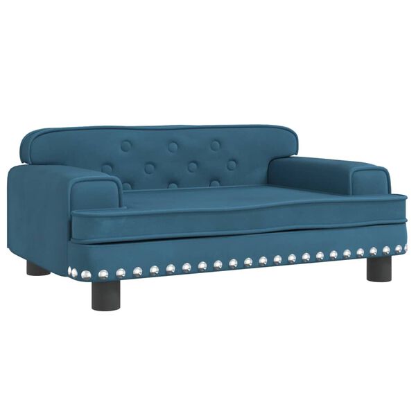 vidaXL Kids Sofa Blue Velvet, pine wood, foam, plastic Mini Modern