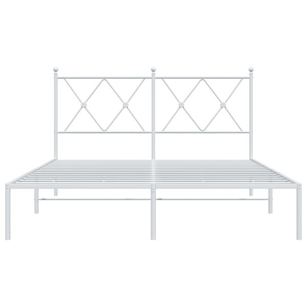 vidaXL Bed Frame White Powder-Coated Steel Double Bed Frame
