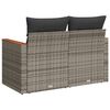 vidaXL Garden Sofa Grey Poly Rattan, Powder-coated steel, Solid Acacia wood