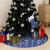 vidaXL Luxury Christmas Tree Skirt with Sock Blue 5 ft Fabric