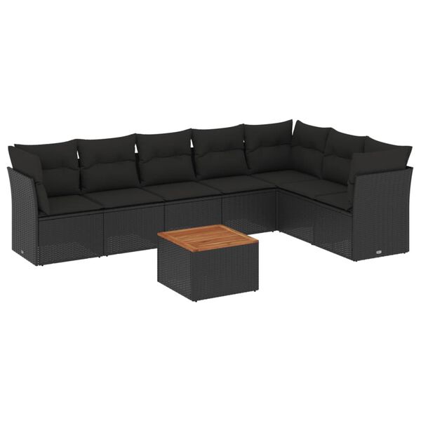 vidaXL Garden Sofa Set Black PE Rattan Large Modular Garden Sofa Set