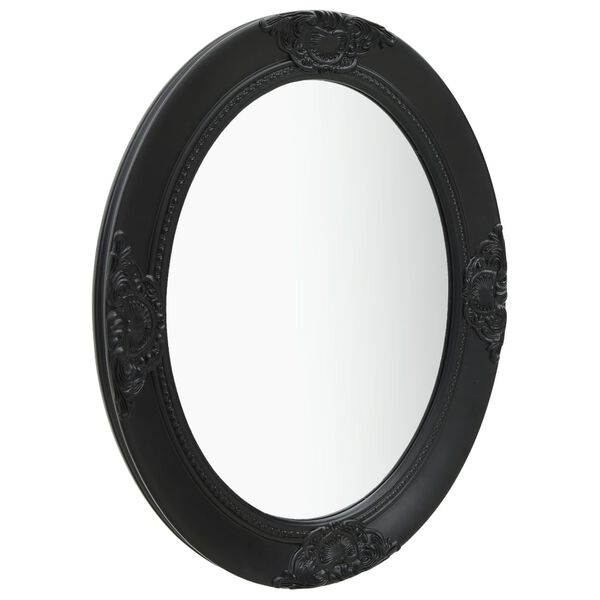 vidaXL Wall Mirror Black Wood, glass, engineered wood Medium