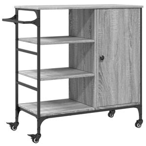 vidaXL Kitchen Trolley Gray Sonoma 34.4"x15.2"x33.3" Engineered Wood