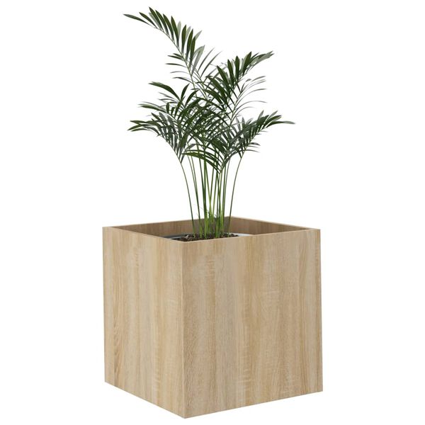 vidaXL Planter Box Sonoma oak Engineered wood 15.7 x 15.7 x 15.7 in