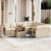 vidaXL Garden Sofa Set Beige PE rattan, powder-coated steel, acacia wood