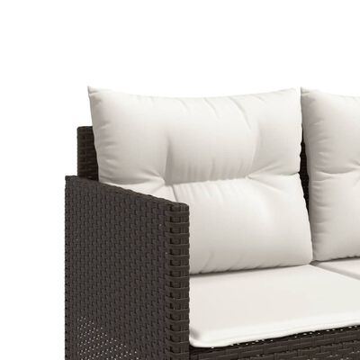 Close-up of the brown wicker armrest weave.