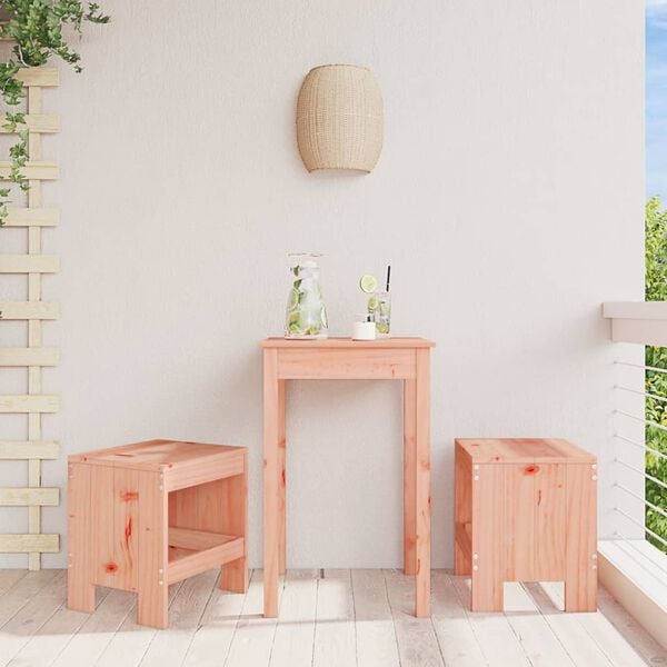 vidaXL Garden Stool Set of 2 Natural wood Solid Douglas wood Standard