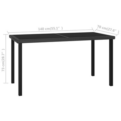 vidaXL Patio Dining Table Black 55.1x27.6"x28.7" Poly Rattan"