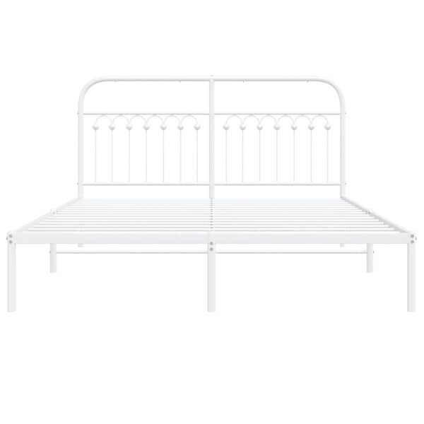 vidaXL Bed Frame White Steel Double Bed Frame Rectangular Double Bed