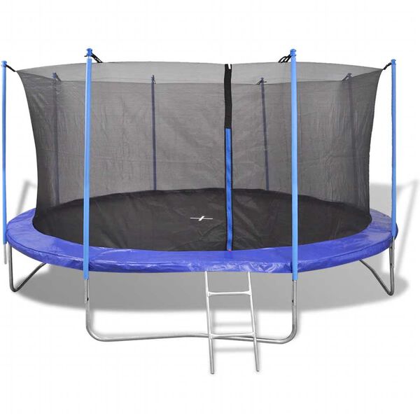 vidaXL Trampoline Black and blue Steel frame, PP mat, PE net