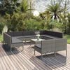 vidaXL Garden Lounge Set Grey PE rattan, powder-coated steel Large