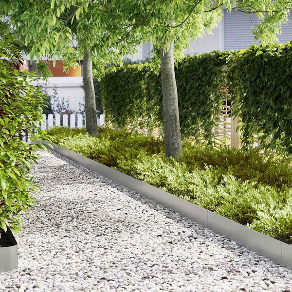 vidaXL Lawn Edging 50 pcs Silver 100 x 0.05 x 20 cm Galvanised Steel