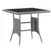 vidaXL Garden Table Grey Poly Rattan, Powder-Coated Steel, Tempered Glass