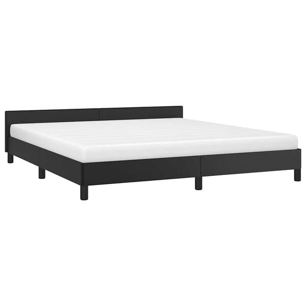 vidaXL Bed Frame With Headboard Black Faux leather, plywood, engineered wood