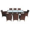 vidaXL Outdoor Furniture Set Brown Steel frame, PE rattan, Glass Large