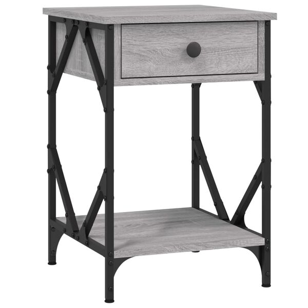 vidaXL Bedside Cabinet Grey Sonoma Engineered wood, Iron Medium