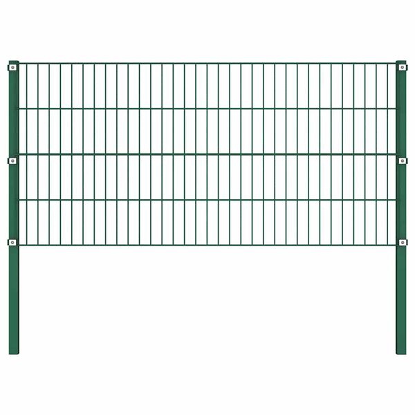 vidaXL Fence Panel with Posts Iron 477.2"x31.5" Green