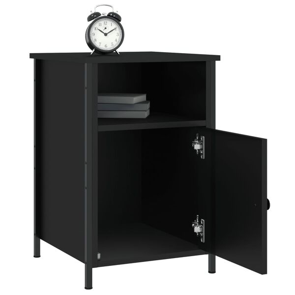 vidaXL Bedside Cabinet Black Engineered wood, Iron Medium