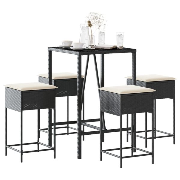 vidaXL Garden Bar Set Black, Cream White