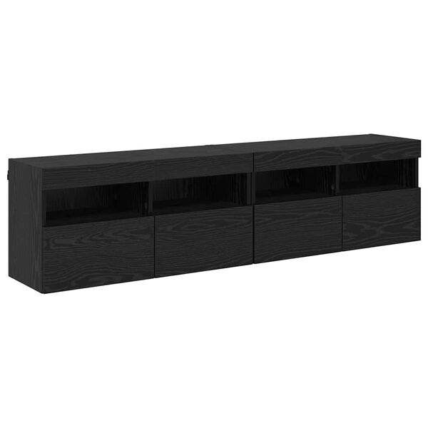 vidaXL TV Wall Cabinets 2 pcs Black Oak 31.50 x 11.81 x 15.75 in