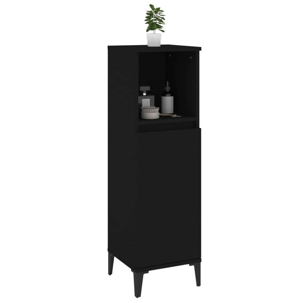 vidaXL Bathroom Cabinet Black Engineered wood, Metal Standard