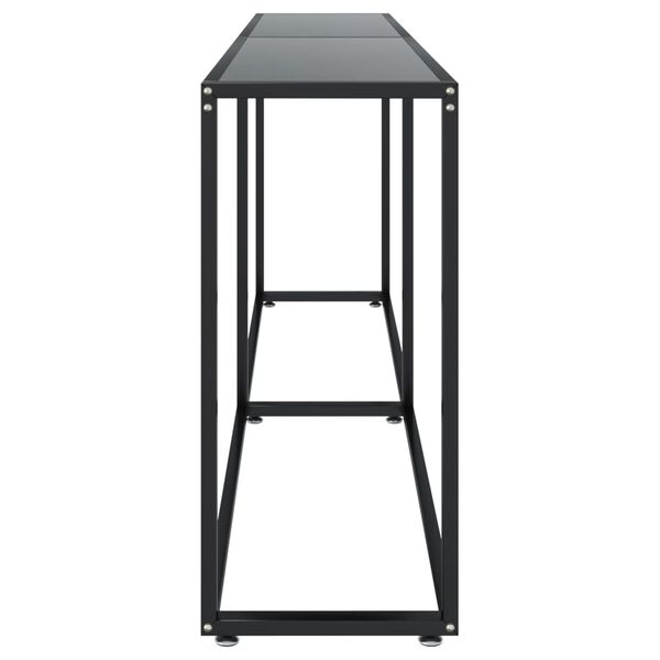 vidaXL Console Table Black Tempered Glass, Powder-Coated Steel Large