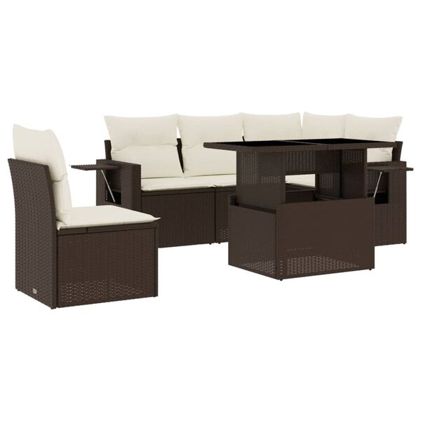 vidaXL Garden Sofa Set Brown PE rattan Large Garden Sofa Set