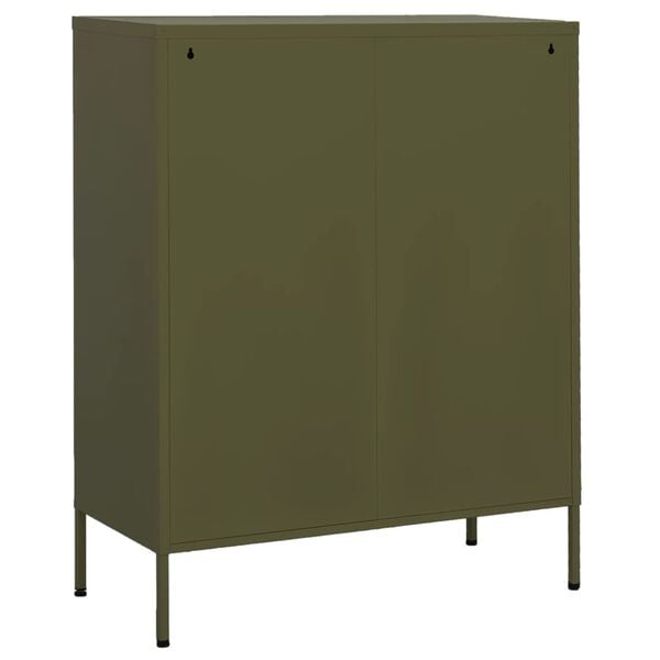 vidaXL Storage Cabinet Olive Green Steel 31.5 x 13.8 x 40.0 in