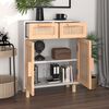 vidaXL Sideboard White 23.6"x11.8"x29.5" Solid Wood Pine and Natural Rattan