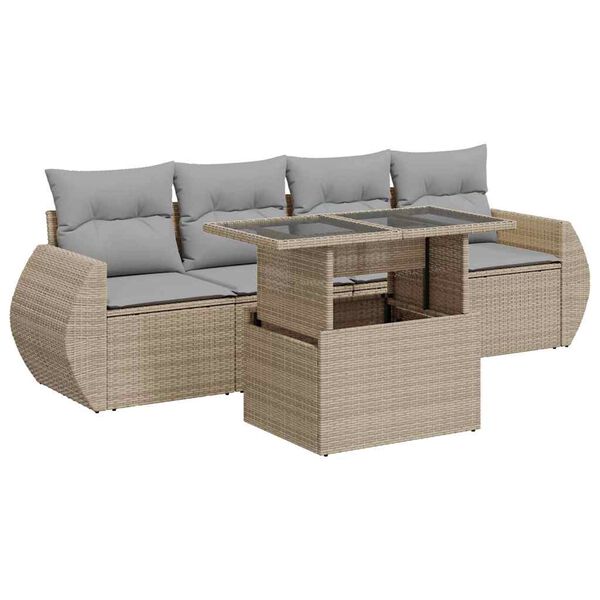 vidaXL Garden Sofa Set Beige, Light Grey