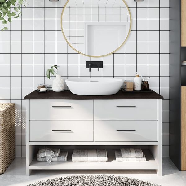 vidaXL Bathroom Countertop Dark Brown 39.4x11.8x0.8" Treated Solid Wood