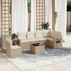 vidaXL Garden Sofa Set Beige PE rattan, powder-coated steel, tempered glass