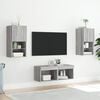 vidaXL 4 Piece TV Wall Stands with LED Lights Gray Sonoma