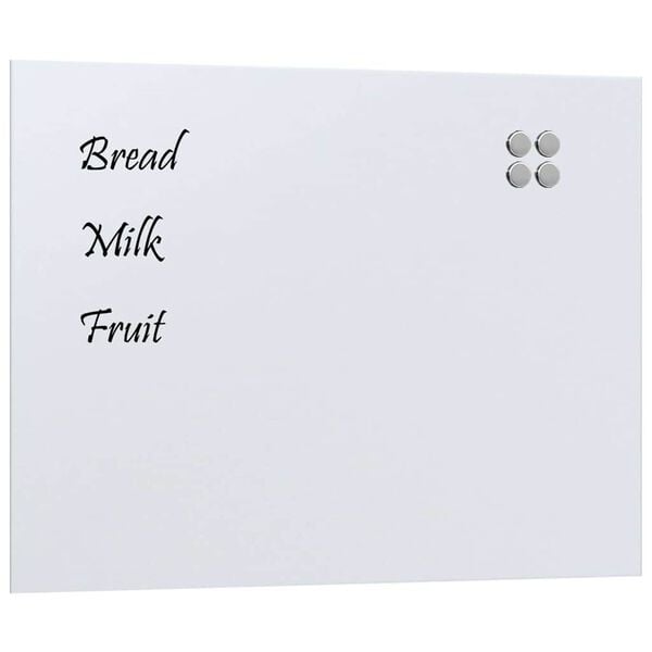 vidaXL Wall-mounted Magnetic Board White 31.5"x23.6" Tempered Glass