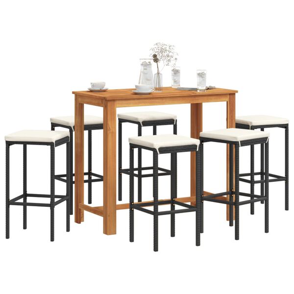 vidaXL Garden Bar Set Black, Cream White