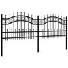 vidaXL Garden Fence with Spear Top Black 94.5"x29.5" Powder-coated Steel