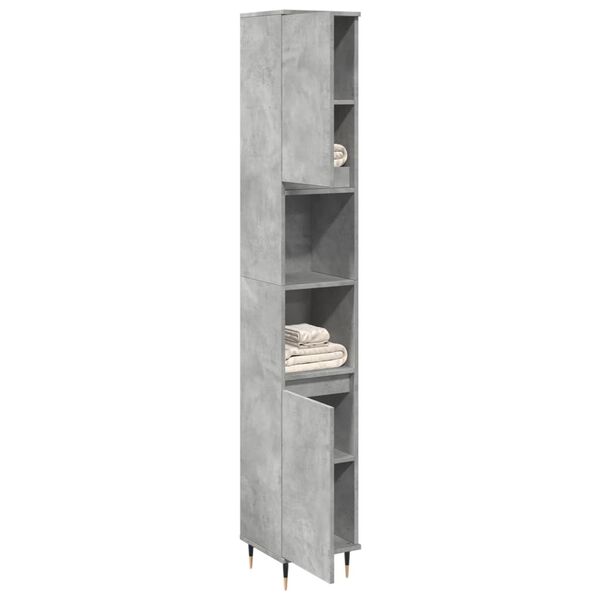 vidaXL Bathroom Cabinet Concrete gray Engineered wood, iron Tall