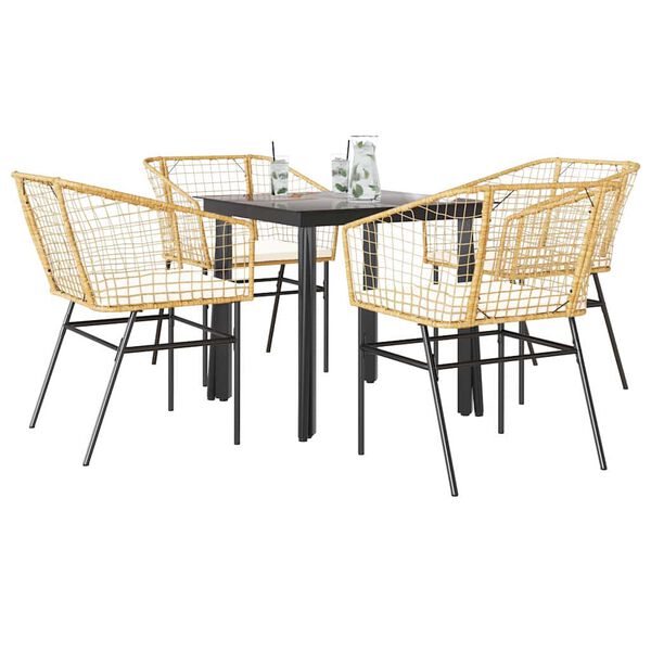 vidaXL Garden Dining Set Brown PE Rattan 4-Seater Durable