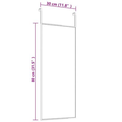 vidaXL Door Mirror Black 11.8"x31.5" Glass and Aluminum