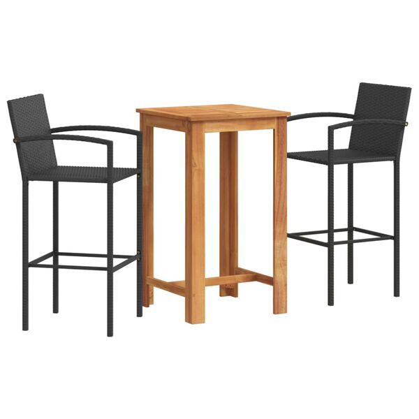 vidaXL Garden Bar Set Black and Wood