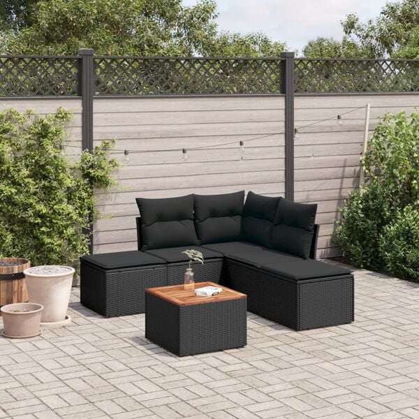 vidaXL Garden Sofa Set Black, Brown