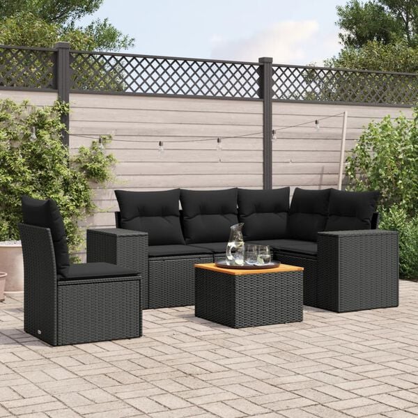 vidaXL Garden Sofa Set Black
