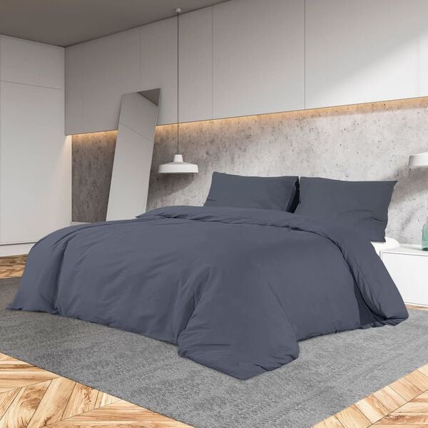 vidaXL Duvet Cover Set Anthracite 100% Cotton 86 x 94 in Bedding Set