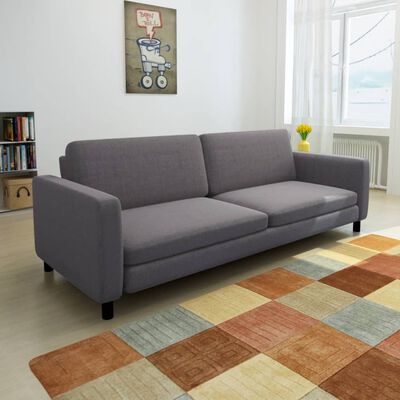 vidaXL Sofa 3-Seater Fabric Dark Gray
