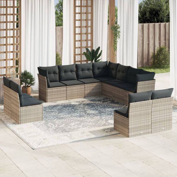 vidaXL Garden Sofa Set Light Grey, Dark Grey (cushions)