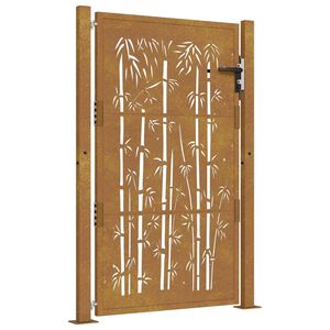 vidaXL Garden Gate 41.3x51.2" Corten Steel Bamboo Design