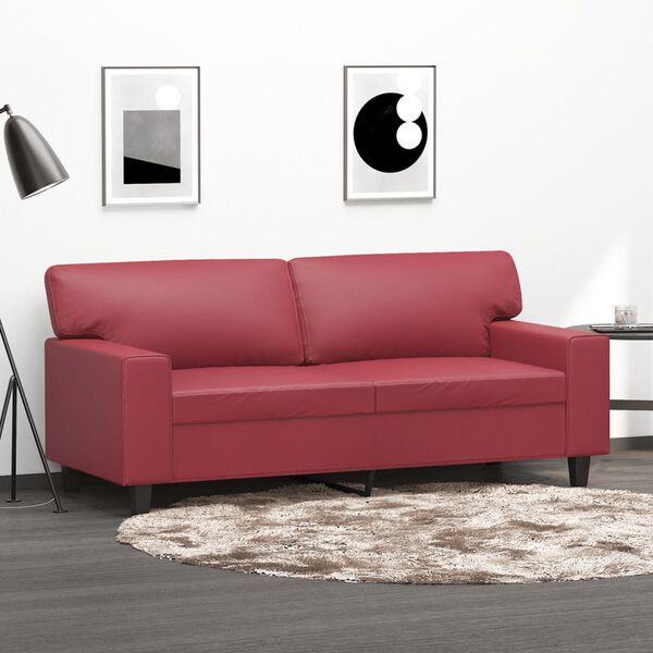 vidaXL 2-seater Sofa Wine Red Faux leather Medium Durable Sofa